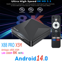 Amlogic S905X5M Android 14.0 Quad Core 8K HDR10 1000M LAN Wifi6 Dual Wifi 2.4G 5G BT5.0 Mini TV Stick Smart TV Box X88 PRO X5M