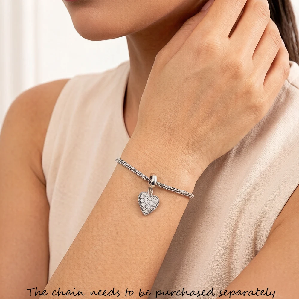 Herzanhänger, baumelnder Charm für Schmuckherstellung, Vintage 925 Sterling Silber, Geschenk für Frauen – Detail 3
