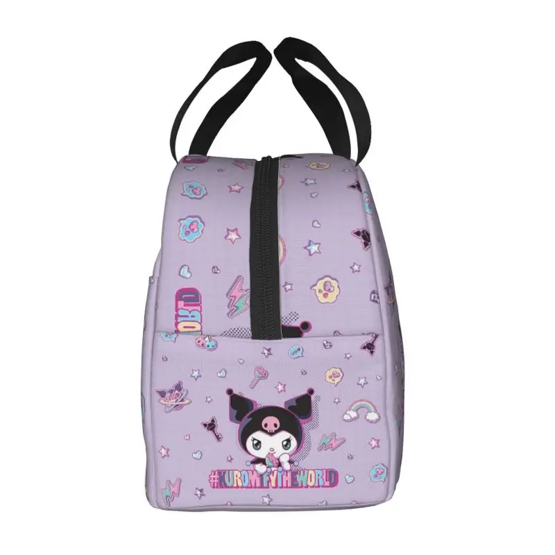 Custom Kuromi Kawaii Anime Insulated Lunch Bags per Picnic all\'aperto portatile Cooler Thermal Lunch Box donna bambini