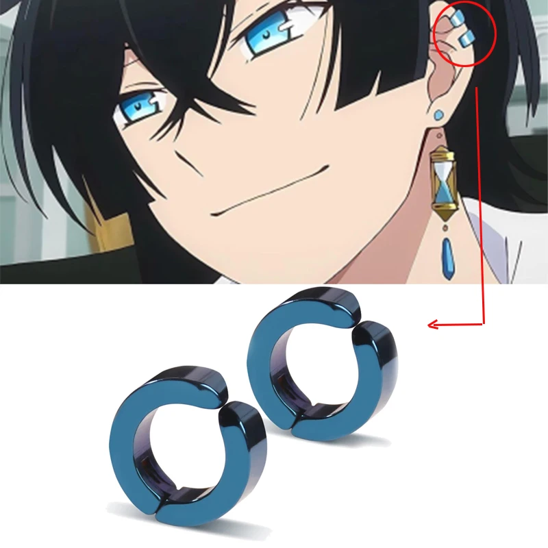 Anime The Case Study of Vanitas Stud Earrings Blue Ear Bone Clip For Men Women Stainless Steel Cosplay Jewelry