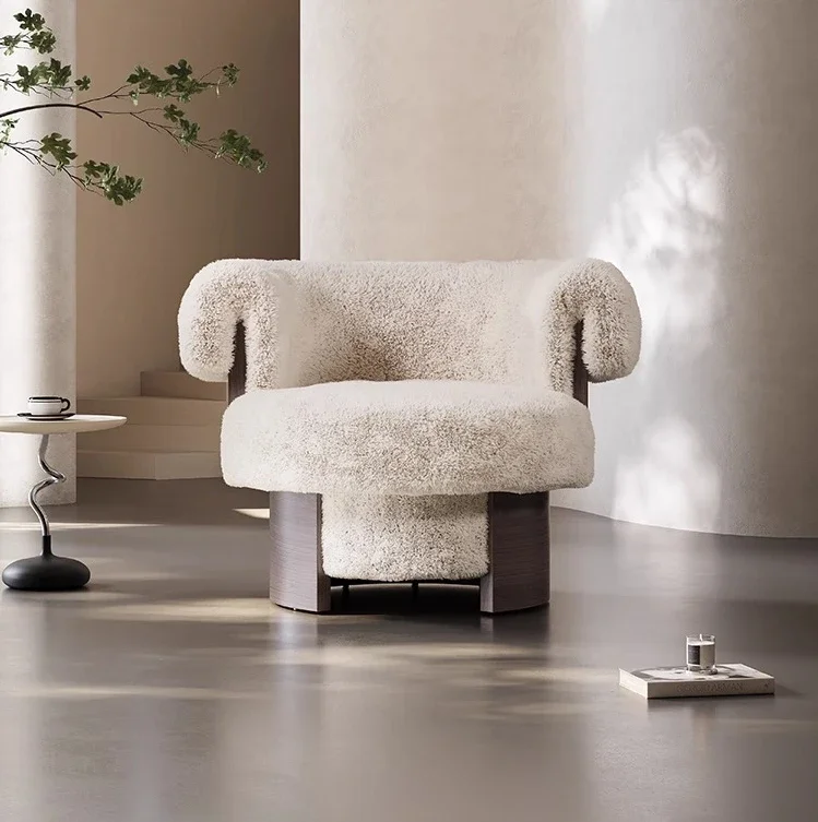 

Italian sofa chair casual retro cream wind swivel chair designer living room fabric single sofa