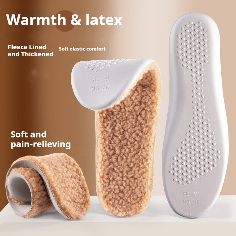 1/5/10Pair Cotton Shoes Winter Warmth Insoles Latex Lambswool Insole Soft Shoe Sole Thick Plush Comfortable Shoe Pads image 5