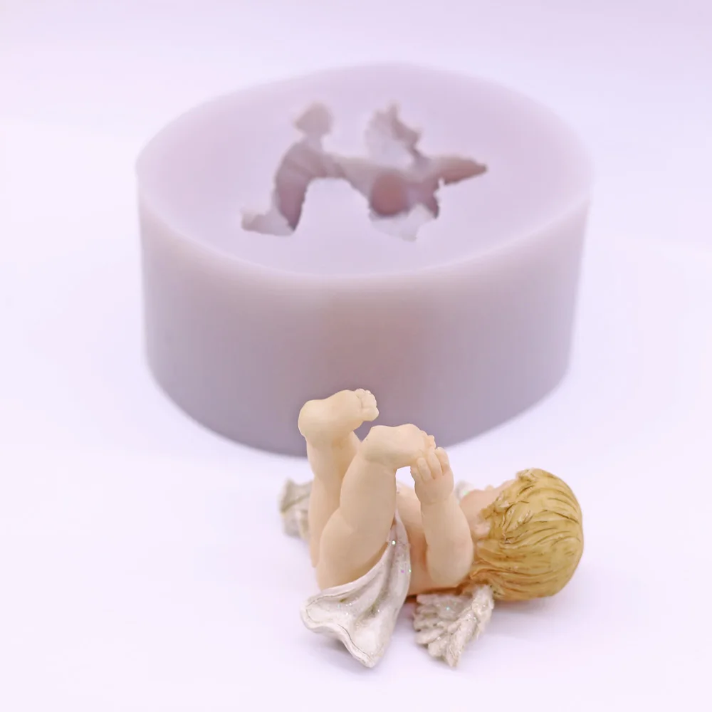3D Baby Footprint Silicone Molds Angel Shape Chocolate Candy Cake Decor Topper Sugarcraft DIY Resin Polymer Clay Crafting Tools
