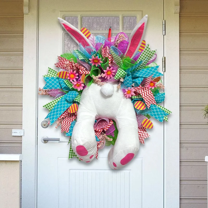 

Colorful Easter Rabbit Garlands Door Oranments Wall Decorations Bunny Easter Party Eggs Happy Easter Party Decor For Home