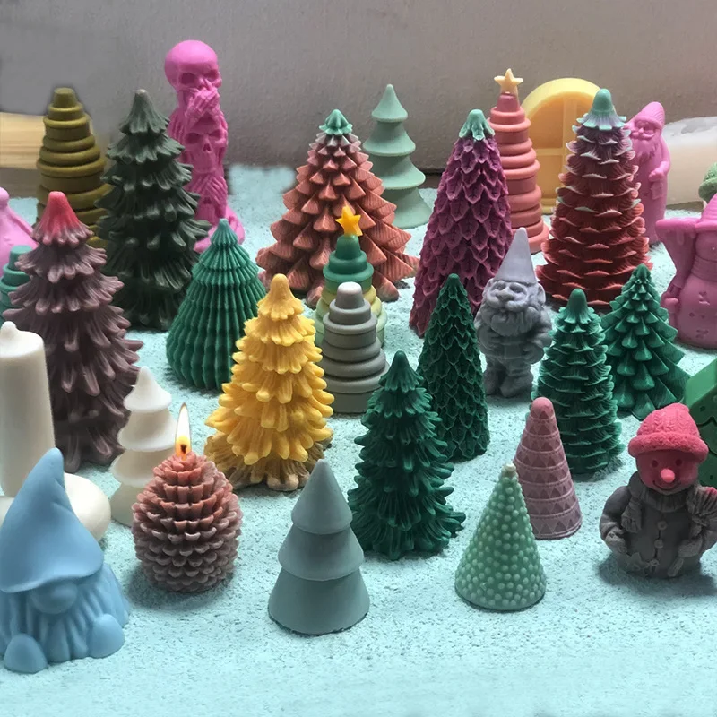 

Christmas Candle Mold Santa Claus Christmas Tree Plaster DIY Xmas Silicone Mould Candle Making Molds