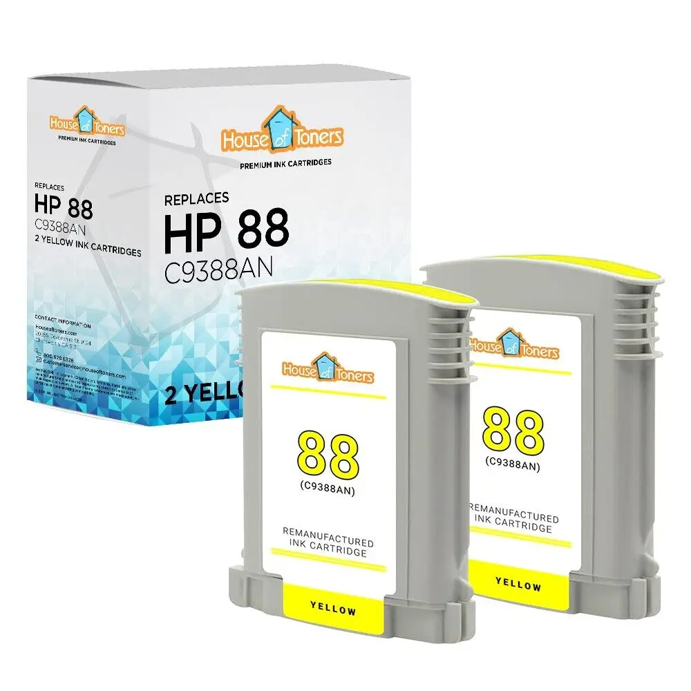 2pk C9393AN #88XL High Yield Yellow Ink Cartridge for HP Officejet Printers