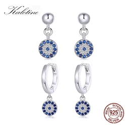 Kaletine Cute Vintage Turkish Evil Eye Hoop Earrings For Women 925 Sterling Silver Gothic Circle Mini Small Earrings Jewelry