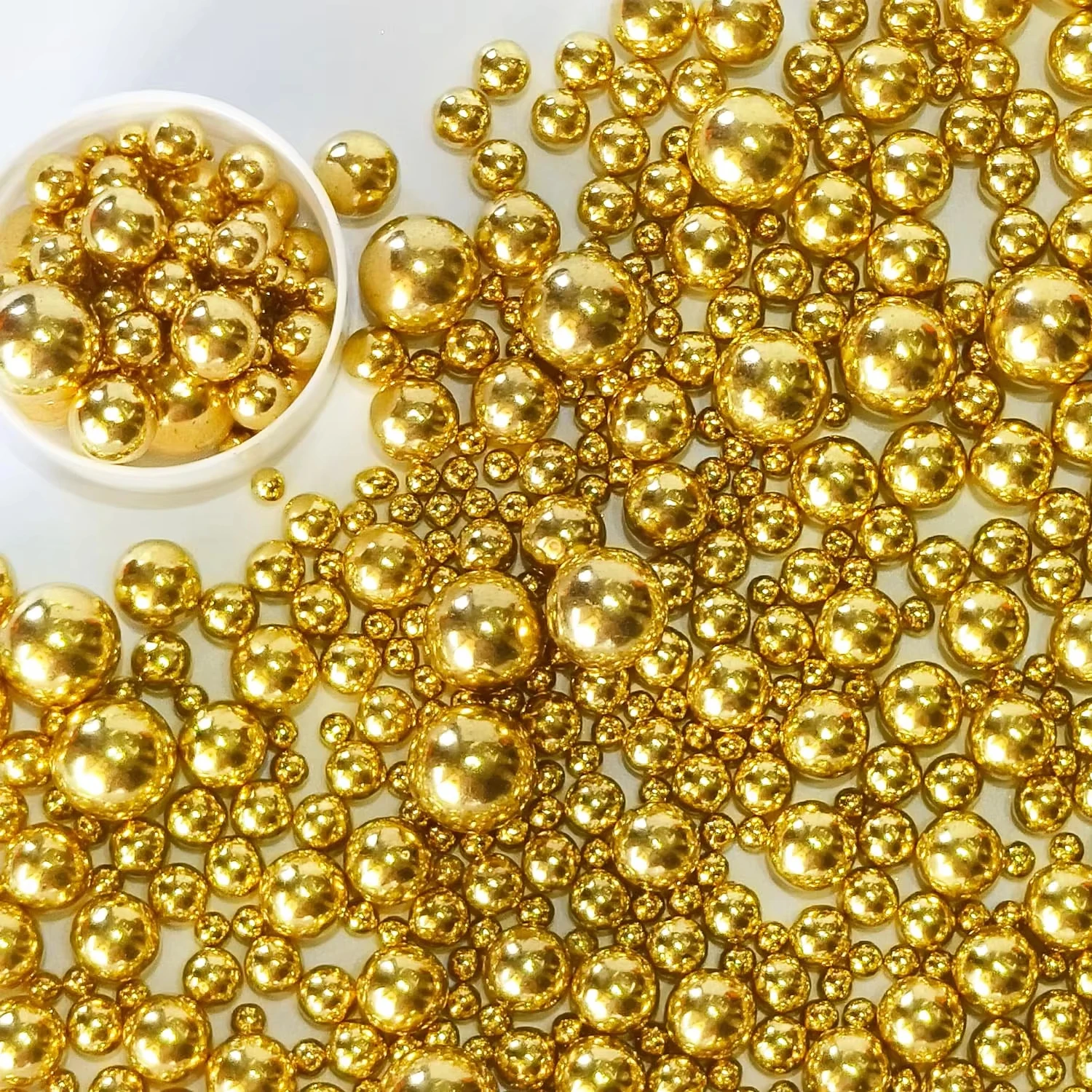 85g Goldene Metallische Kugeln Perlen Gemischte Größen für DIY-Basteleien Nagelkunst Kuchendekoration Harzfüllmaterialien – Detail 2