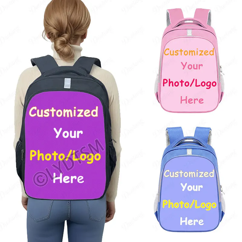 Personalized Image/ Logo /Text Backpack Women Men Customized Travel Bags Children School Bags Boys Girls Book Bag Gift Backpacks