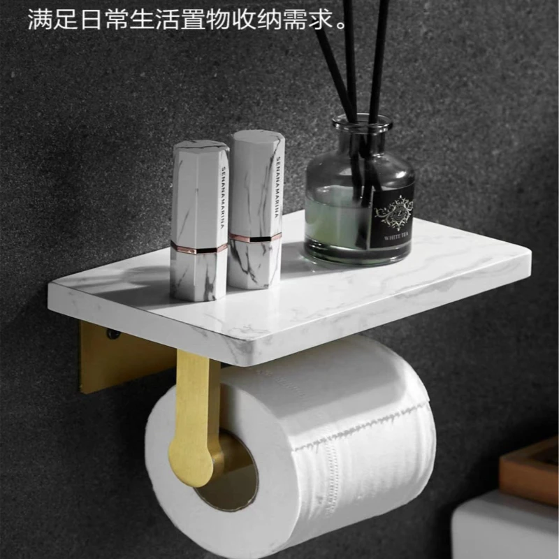Nordic Luxury Marble Bathroom Towel Rack Large Tissue Box Holder Multifunctional Double Paper Towel Rack