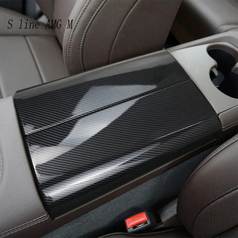 

For Mercedes Benz GLS X167 GLE W167 Class 2020-2023 Carbon fiber Car Center Console Stowing Tidying Armrest box Cover Sticker