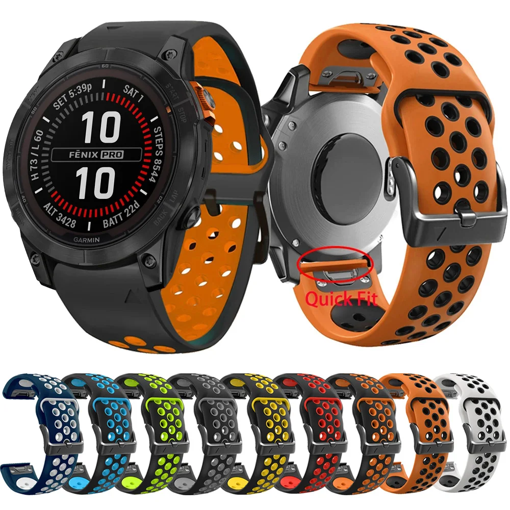 QuickFit-Bracelet de montre en silicone pour Garmin Fenix, saphir, solaire, bracelet de montre, bracelet, 7X, 51mm, 7 Pro, 47mm, 6X, 6 Pro, 5X, 5