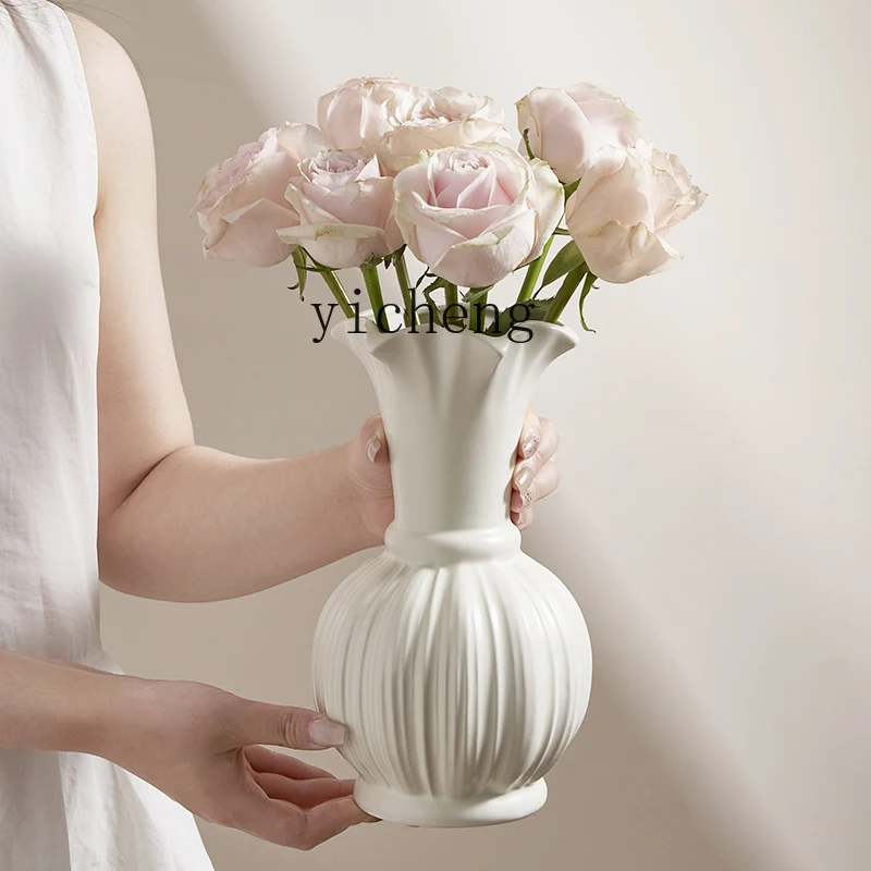 

TQH Small Pumpkin Fenton Ceramic Cream Style Home Dining Table Living Room Entrance Dried Flower Arrangement Creative Simple