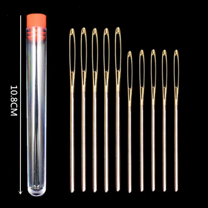 מחטי צמר למלאכות diy, רקמת עיניים גדולה, שטיחים וסורגות, כלי תפירה מתכת, 10 יח'\חבילה