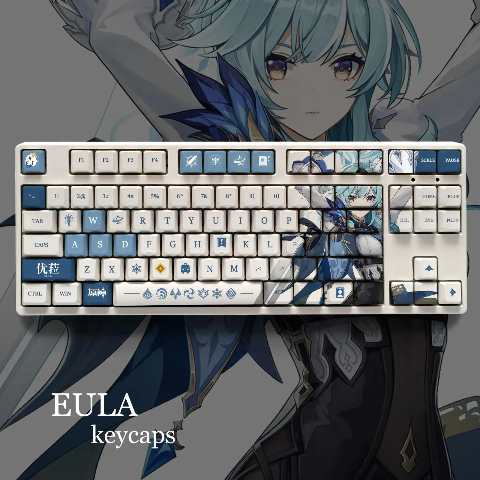 

ManyuDou Genshin Impact EULA Theme Pbt Material Keycaps 108 Keys Set for Mechanical Keyboard Oem Profile Only KeyCaps