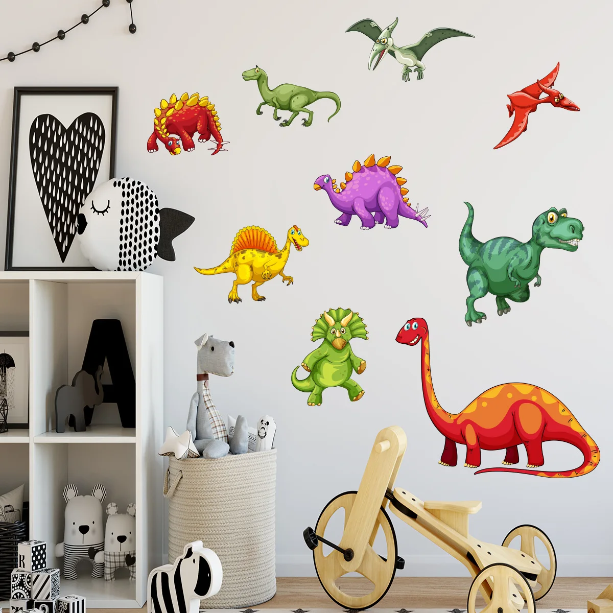 

2pcs Colorful Cartoon Dinosaur Animal Wall Stickers Bedroom Living Room Children's Room Kindergarten Decoration Wall Stickers