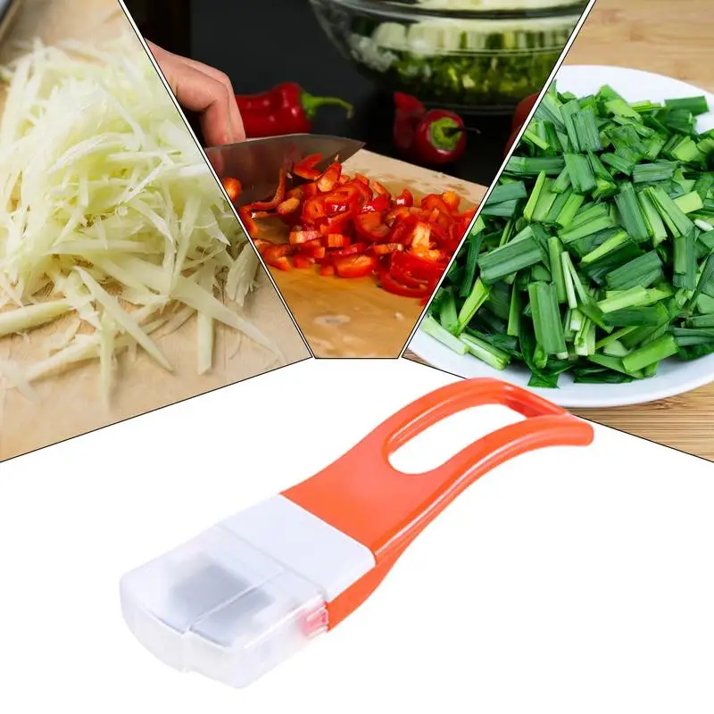 Scallion Shredder Manual Green Onion Slicer Multifunctional Onion Cutting Tool With Retractable Protective Cover Cool