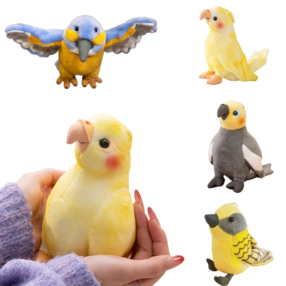 Cute Creative Bird Plush Toy Realistic Kingfisher Parrot Stuffed Doll Soft Fluffy Animal Plushies Photo Shooting Props