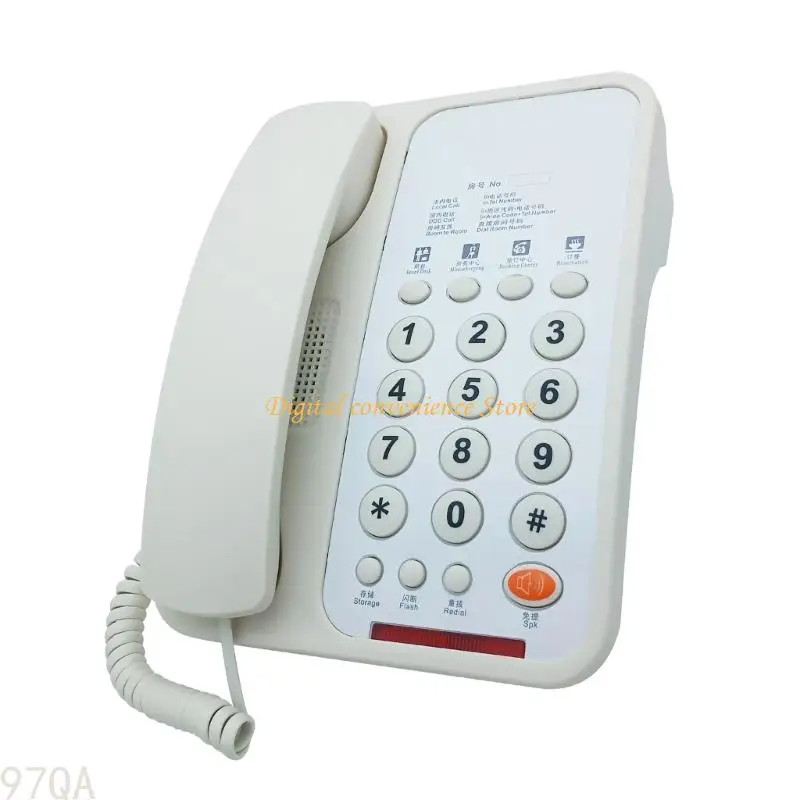 97QA Teléfono línea fija con cable Botón Teléfono escritorio para teléfono anciano