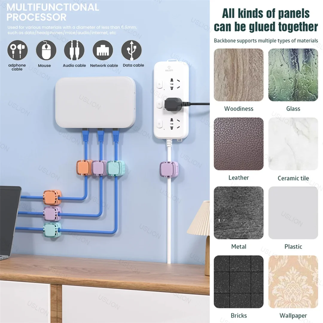 Colorful Magnetic Cable Clips, Cable Organizer, Adjustable Cord Holder, Under Desk Cable Management Wire Keeper, Home