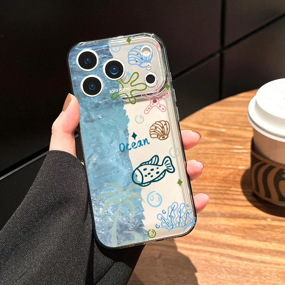 Cartoon Coral Reef & Bubbles Clear Phone Case For Xiaomi Redmi Note 14 Pro 13 12 Note 11 10 Pro+ 13C 5G 4G Soft Shockproof Cover view 6