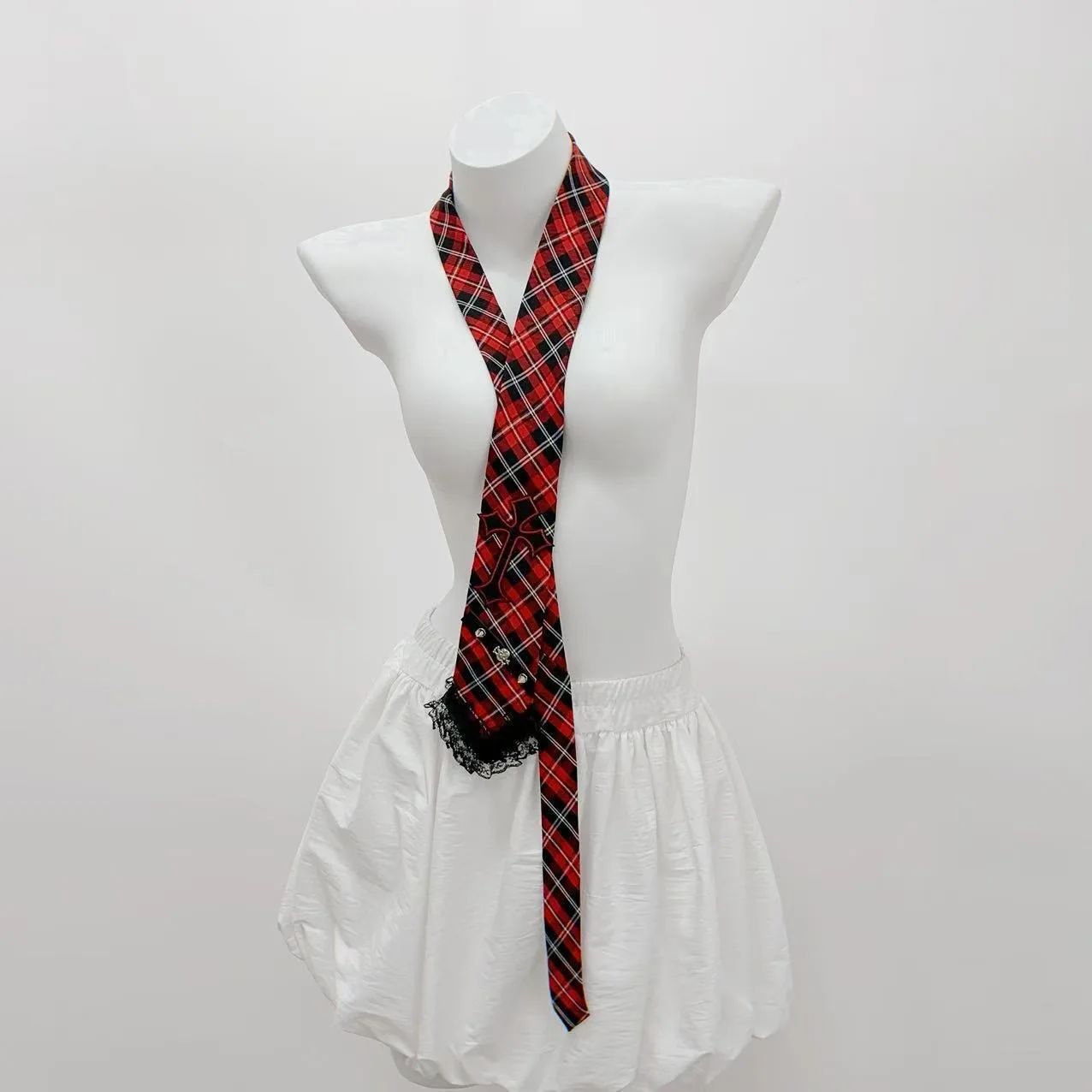 Cravates à carreaux rouges et noirs pour fille Y2K, cravate JK pour Streetwear, cravates décontractées, écharpe Lolita JK, accessoires de déguisement