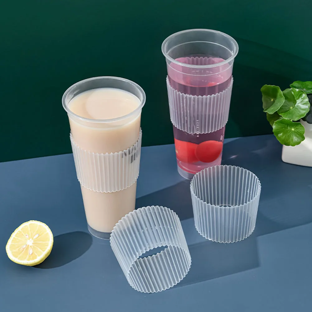 

50 Pcs Cup Sets Sleeves for Cold Drinks Transparent Coffee Mug Reusable Hot Cups