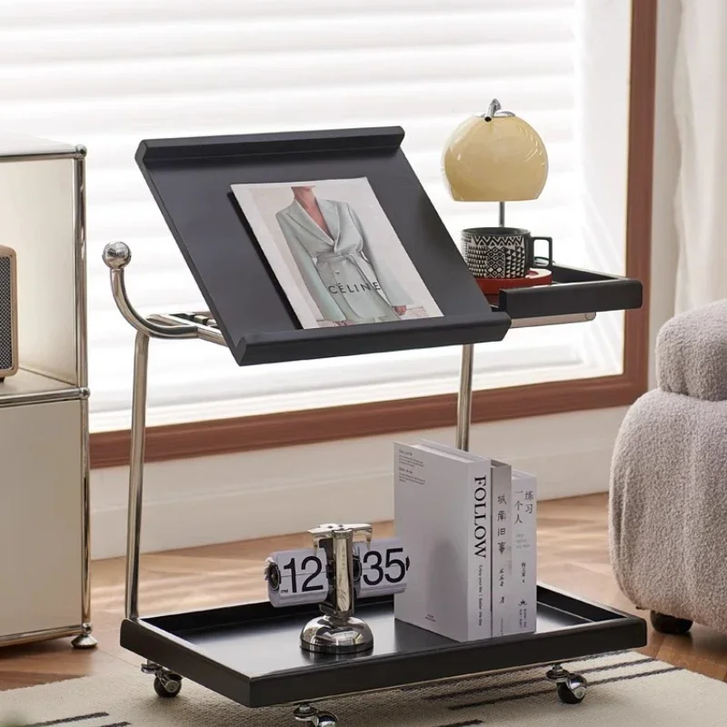 shelves on the side of the cart, a flap board for office multi-functional coffee tables, a small corner of the dining room bed