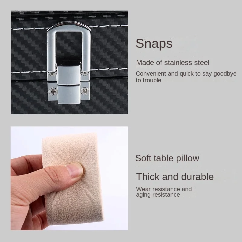 صندوق ساعة من جلد البولي يوريثان مجوهرات منظم للقرط حافظة عرض للسفر للرجال/النساء متعددة الوظائف 4 فتحات علوية مغناطيسية باللون الأسود