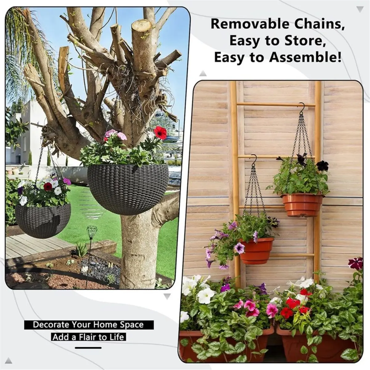 2026 New Tool 3 Pack, 23 Inch Hanging Baskets Chain, Hanging Chains with Hooks Flower Pot Chain Replacement Plant Hangers