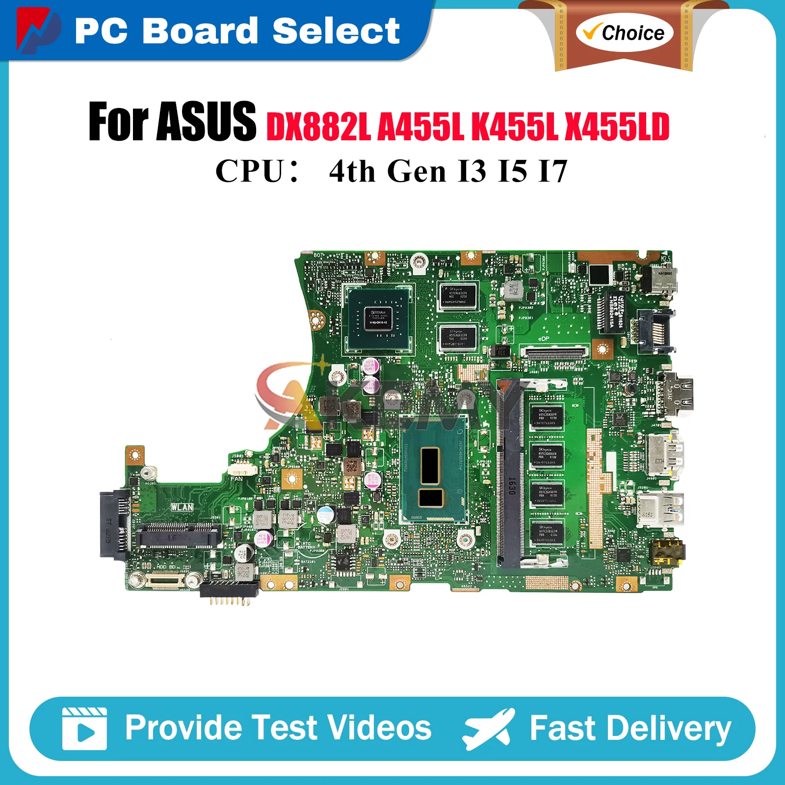 

X455LD Laptop Motherboard For ASUS K455L X455LN X455LF X455LD X455L X455LNB DX882L X455LJ X455LB A455L Mainboard W/ I3 I5 I7 CPU