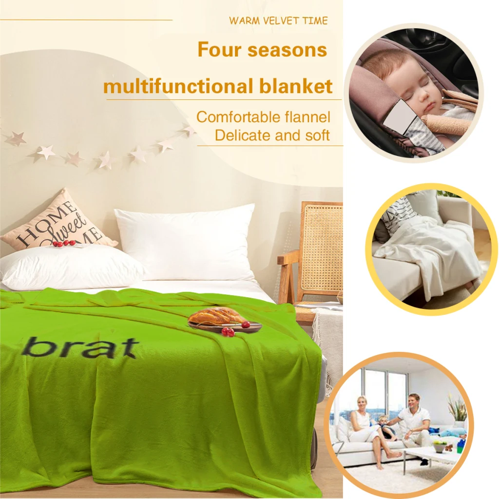 brat charli xcx Comfortable Flanne Blanket Fluffy Soft Bedroom Decor Sofa Blankets Comforter Home and Decoration