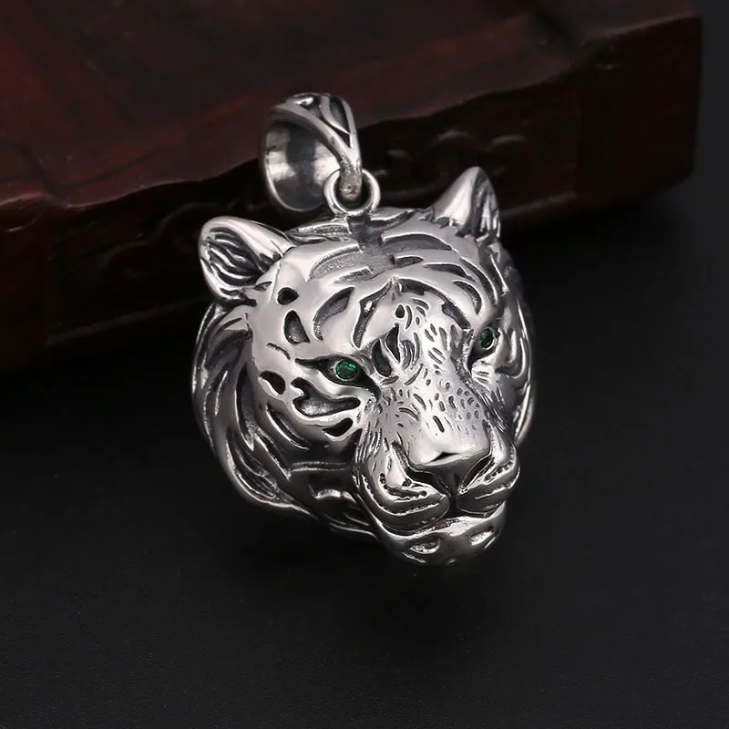 

personalized domineering men's pendant fashion jewelry thai silver hollow tiger head s925 sterling silver necklace pendant