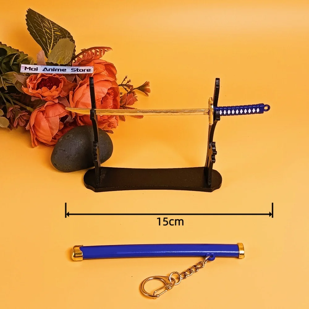 6in metal roronoa zoro katana tamanho real japonês katana espada falsa aço original samurai sabre anime zoro ninja faca brinquedo presente