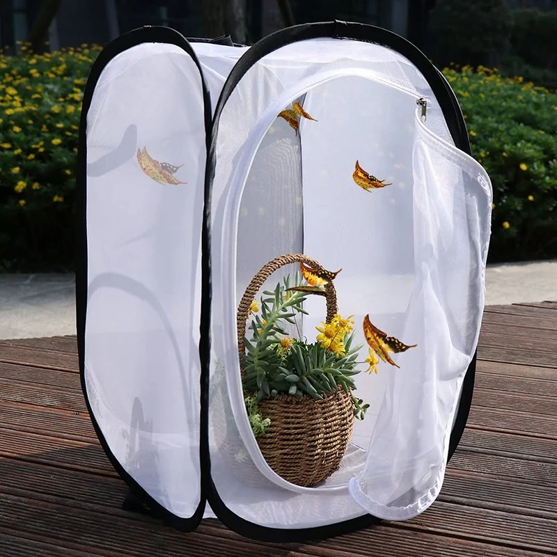 Insect And Butterfly Habitat Cages With -Up Design For Natural Observation And Breeding Of Butterflies, 2 Pieces