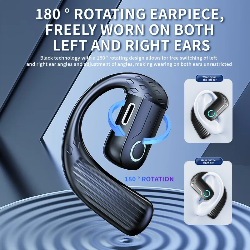 Wireless Earbuds Open Ear Headset Air Conduction 180°Adjustable Earbuds With Ultra Long Battery Time 30 Hours Bluetooth Earphone