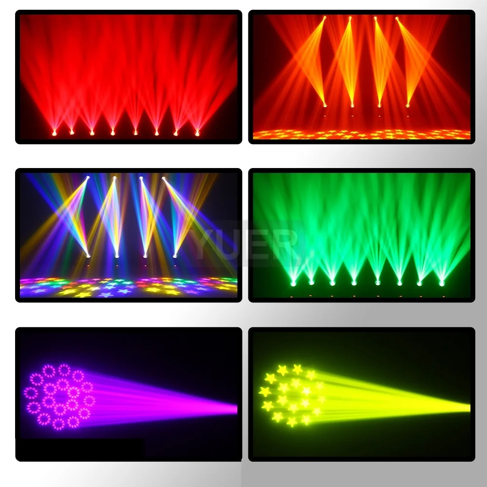 5Pcs 200W LED With Ring Beam Spot Moving Head Light With 18 Rotating Prism Rainbow Effect DMX512 Disco Party CLub Stage Lights