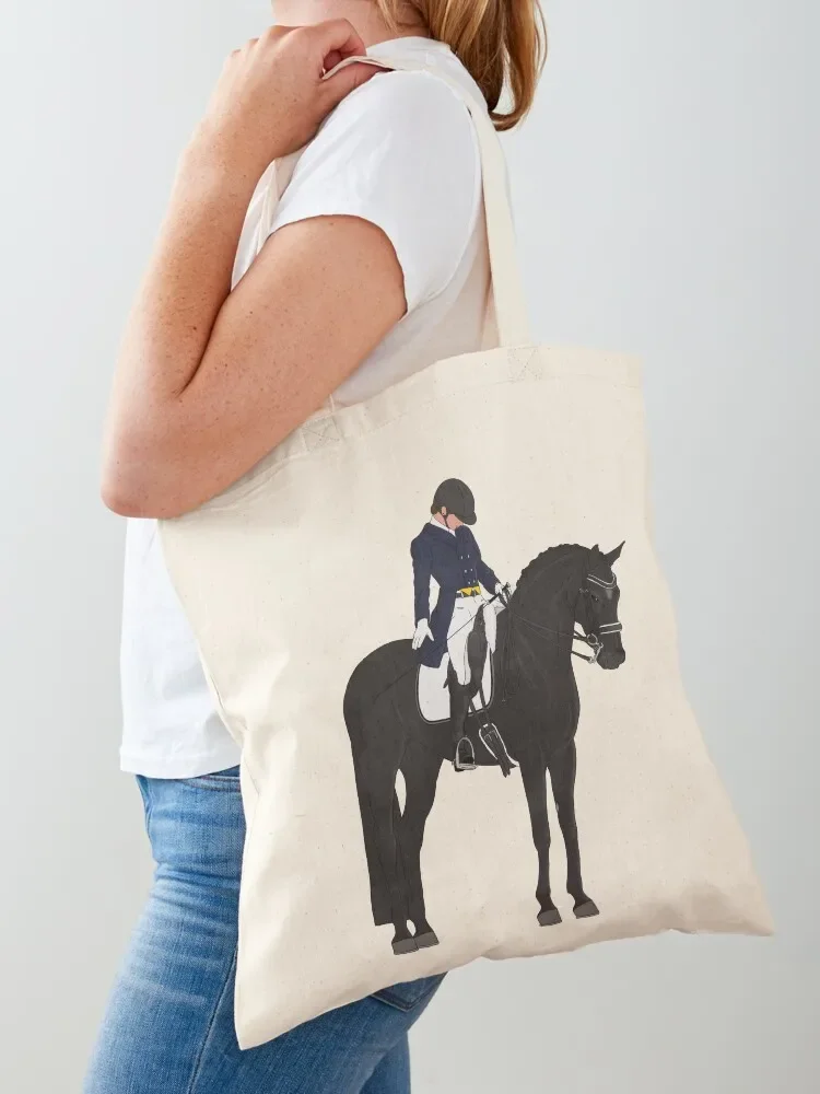 Black Dressage Horse and Rider Salute Tote Bag Shopper handbag shopper bag woman Custom bag