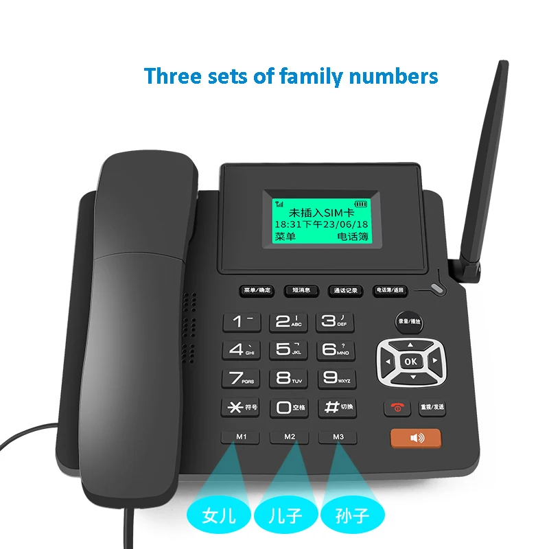 4G WIFI Wireless Fixed Phone GSM SIM Card Desktop Telephone With LCD Display Handsfree Call Recording for Office Home