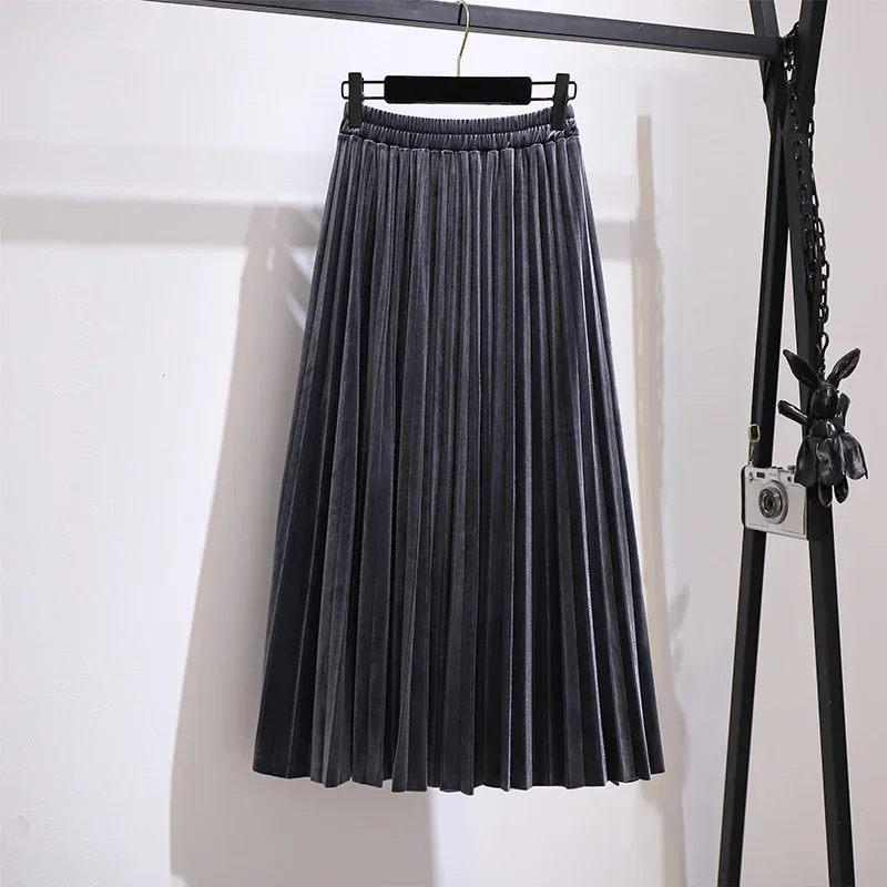 

Plus-size women's spring casual skirt solid color suede skirt autumn commute loose casual skirt 2X-large to 6X-large
