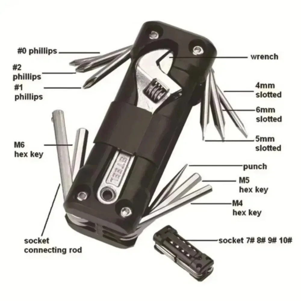 New for 1pcs with Screwdriver Chain MTB Road Cycling Motorcycle Tools  Motorcycle Multifunction Tool Kits Multitool Tire Repair