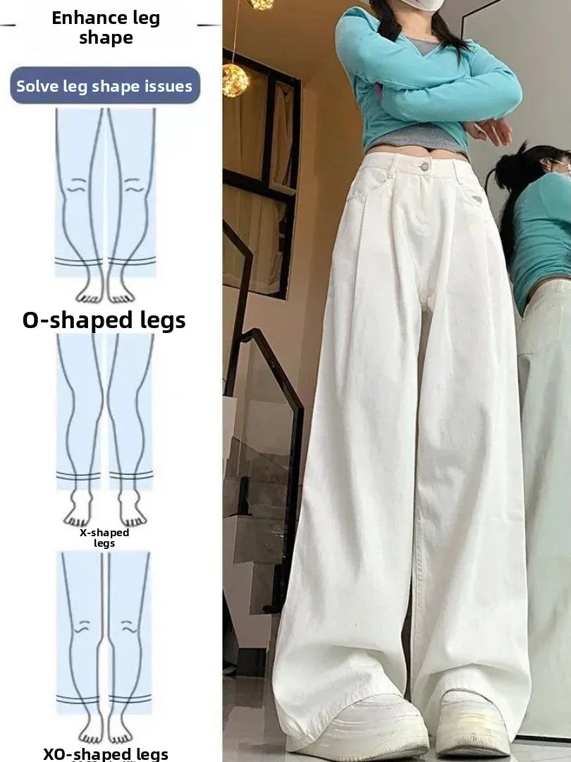 

High Waist Pleated Loose Women's Jeans Straight Leg Wide Leg Pants Slimming Effect for Pear aped Body Korean Sle Denim