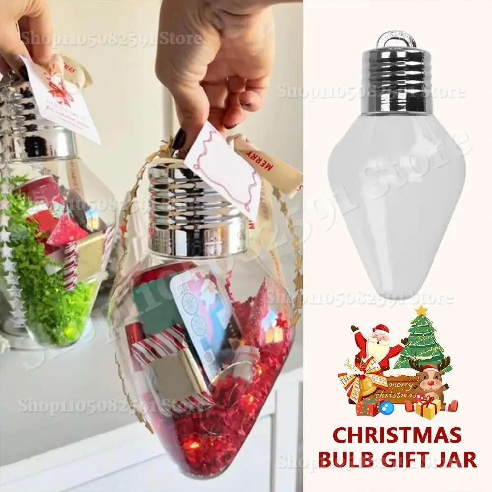 

Christmas Bulb Gift Jar,Clear Fillable Light Bulb Ornaments with Lid,Jumbo Plastic DIY Xmas Tree Decorations for Christmas