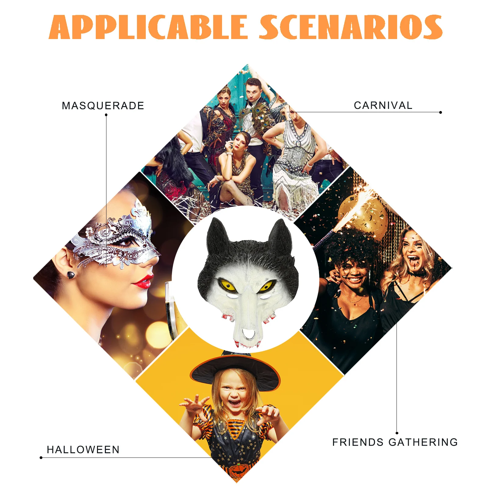 

Halloween Wolf Mask PU Creative Realistic Scary Halloween Party Cosplay Costume Accessory Wolf Design Mask Cosplay Prop