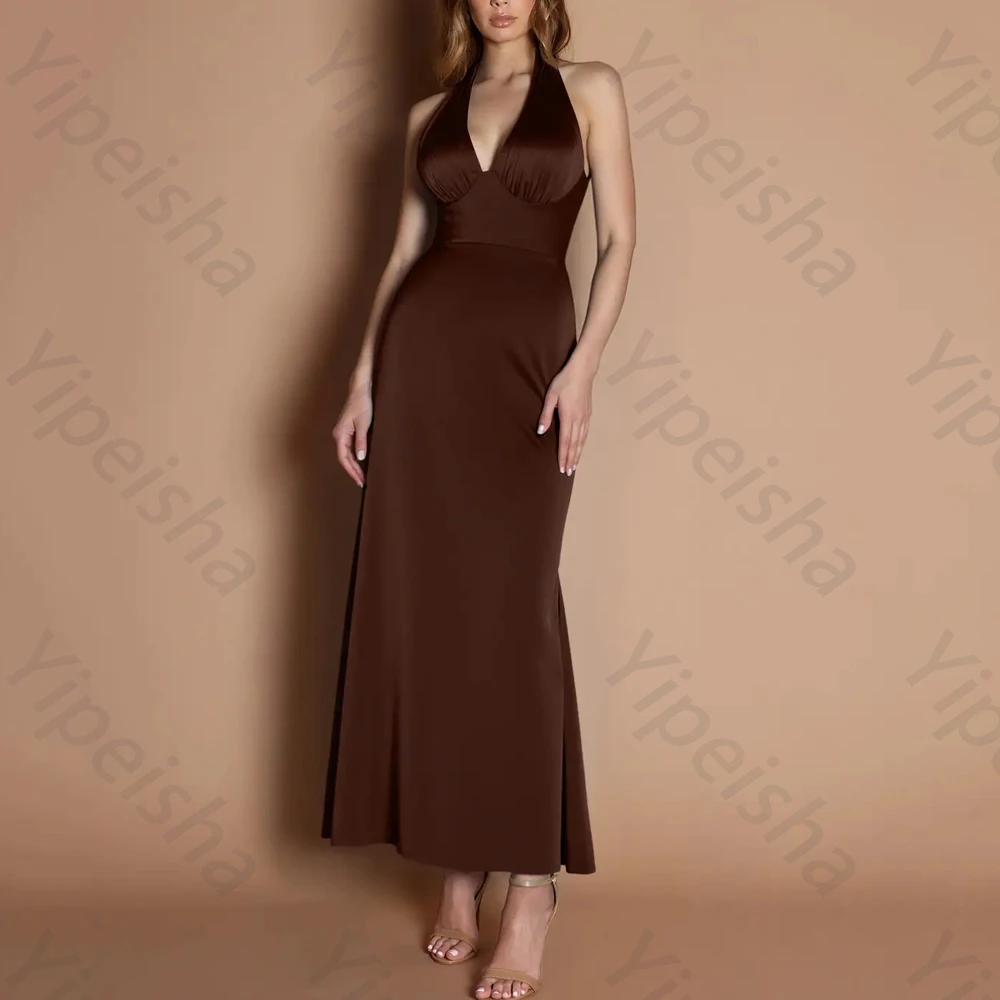 

Elegant V-neck Sleeveless Evening Dresses Sexy Backless Celebrity Long Dress Exquisite High Quality Prom Party Gowns Customized