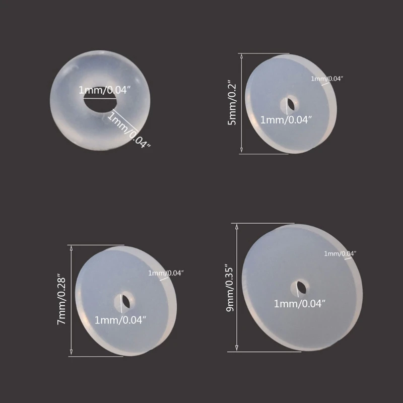 60x 3/5/7/9mm Clear Disc Pads Stabilizer Plastic Earring Back Stopper Clear Silicone Earrings Back for Piercing Bump