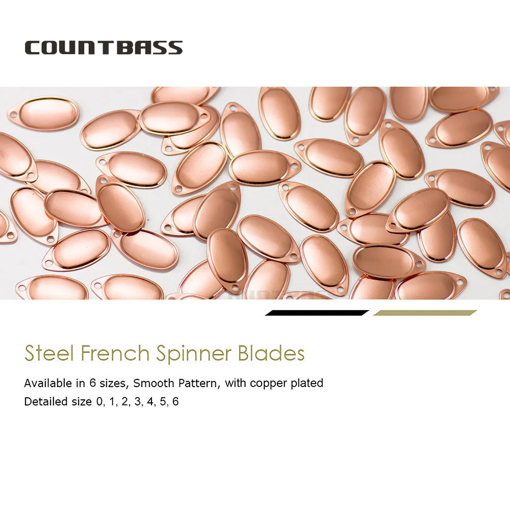 COUNTBASS 50pcs Size 0-6 Nickel Plated Steel Smooth French Spinner Blades Nickel Finish, DIY Fishing Lures, Tackle Craft