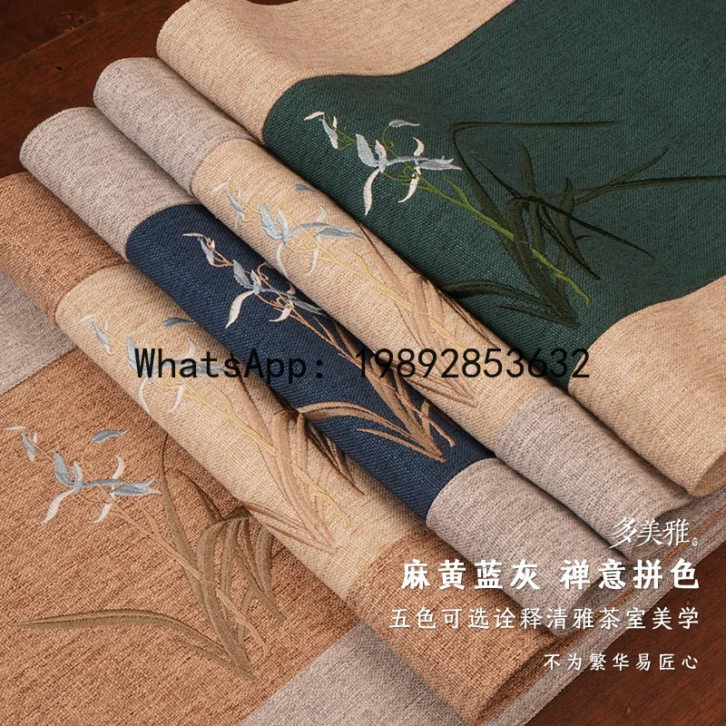 V5.11  waterproof embroidered table flag zen tea banquet tea table fabric tablecloth bench tea flag