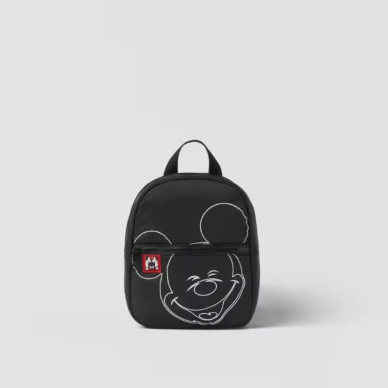 Disney New Cute School Bag dla chłopców i dziewcząt Czarny nadruk Mickey Lekki plecak dziecięcy Mały plecak do przedszkola