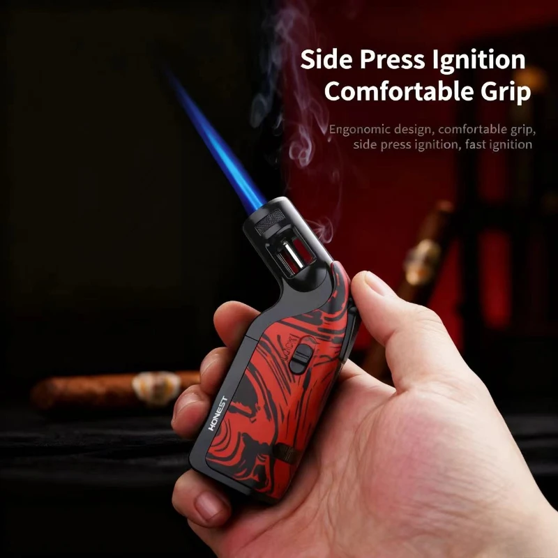 Honest Windproof Metal Inflatable Lighter Powerful Firepower Direct Blue Flame Cigar Igniter Men's Ignition Tool Men's Gifft